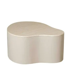 Table basse design organique marbre bois sable 77 cm DUOMO