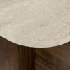 Table basse design organique décor travertin et noyer MARFA