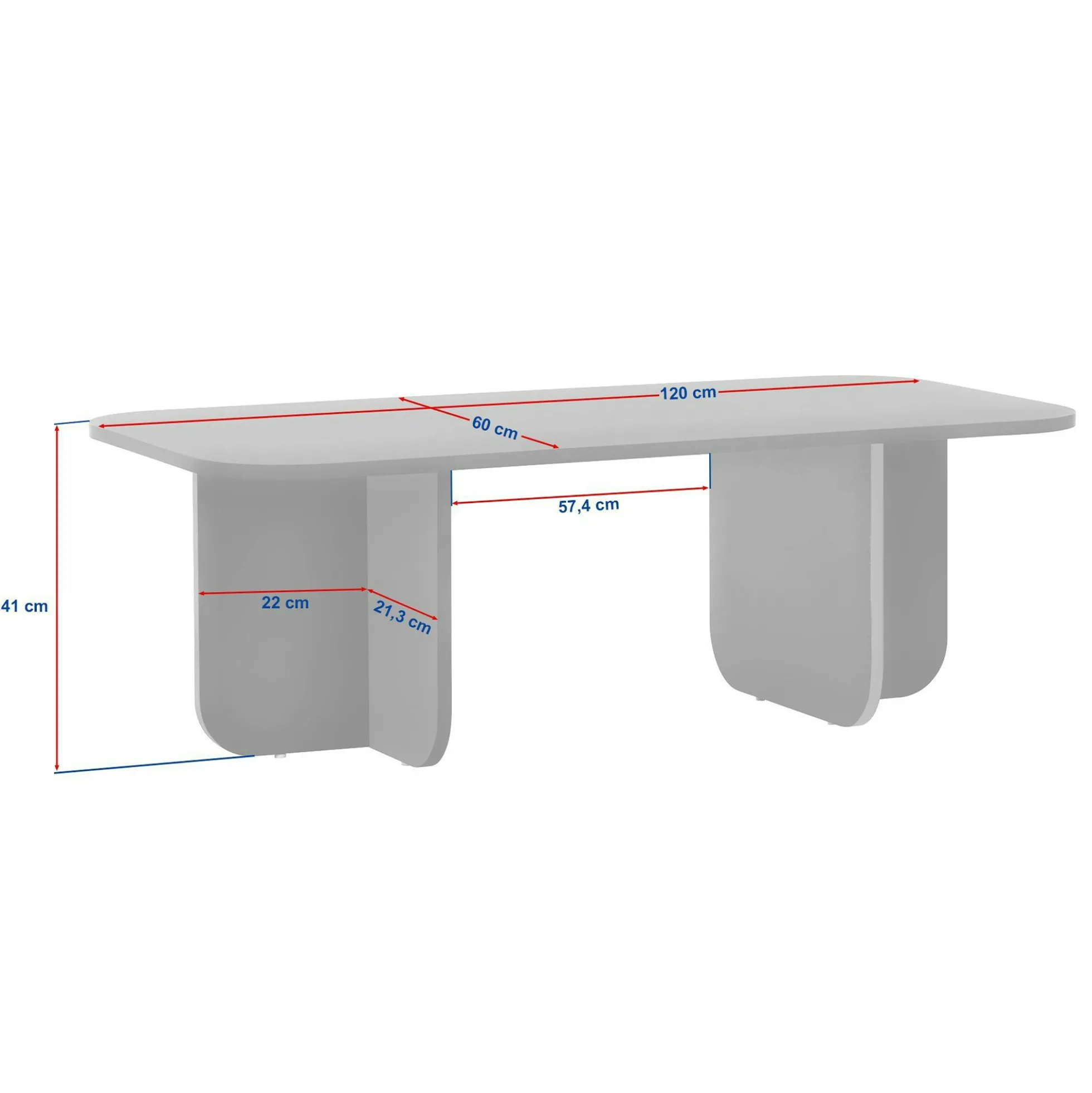 Table basse design organique décor travertin et noyer MARFA