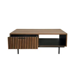 Table basse design teck recyclé 2 tiroirs FANO