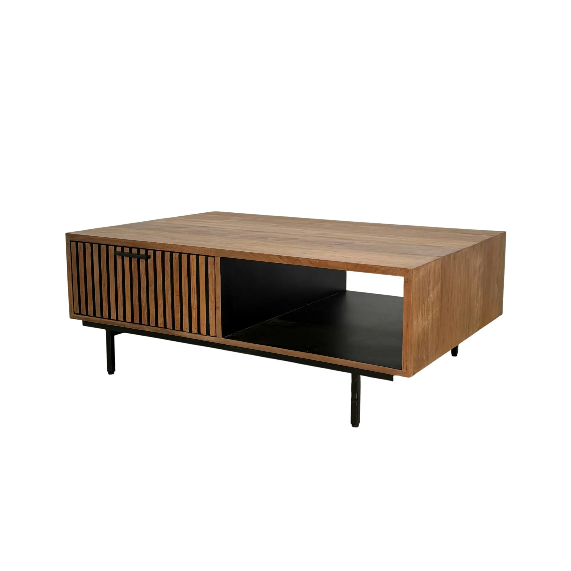 Table basse design teck recyclé 2 tiroirs FANO