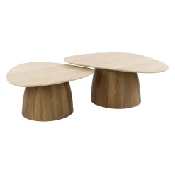 Table basse design triangle effet travertin (lot de 2) ASCOLI