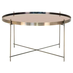 Table basse design verre et effet laiton ø70 cm TULUM