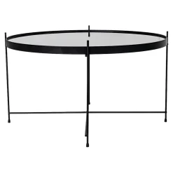 Table basse design verre métal noir ø70 cm TULUM
