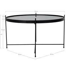 Table basse design verre métal noir ø70 cm TULUM