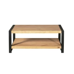 Table basse double plateau bois clair métal noir MILORA