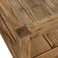 Table basse double plateau en bois de pin recyclé etverre DENVER