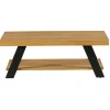 Table basse double plateau en bois de pin massif brossé GREENWICH