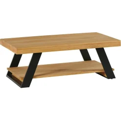 Table basse double plateau en bois de pin massif brossé GREENWICH