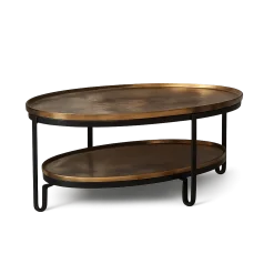 Table basse double plateau fini doré antique KANO