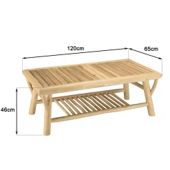 Table basse double plateau rondins de teck naturel MANAK
