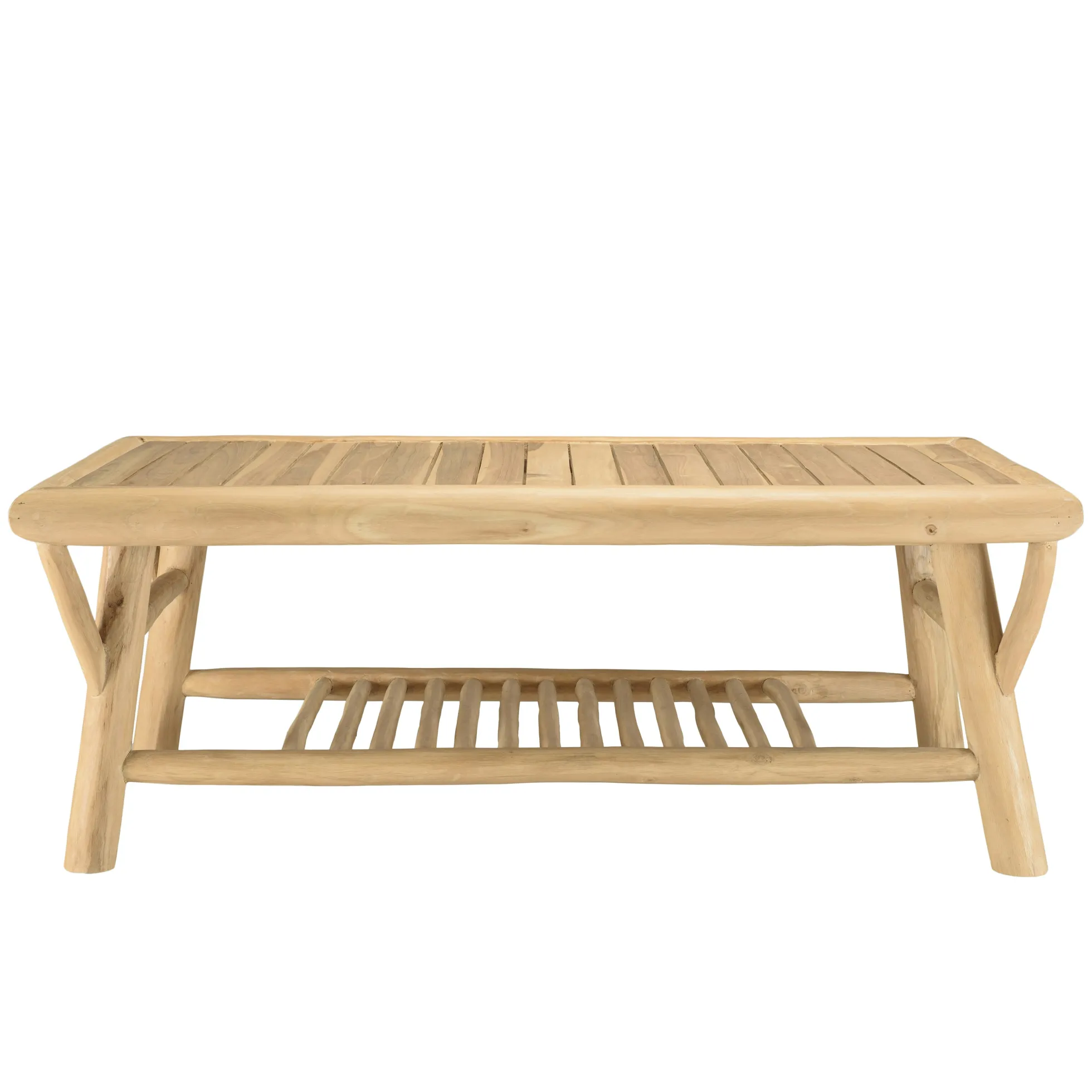 Table basse double plateau rondins de teck naturel MANAK