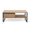 Table basse effet chêne 1 tiroir 1 niche ALVA