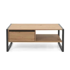 Table basse effet chêne 1 tiroir 1 niche ALVA