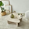 Table basse effet travertin, triangle organique (x2) MARFA