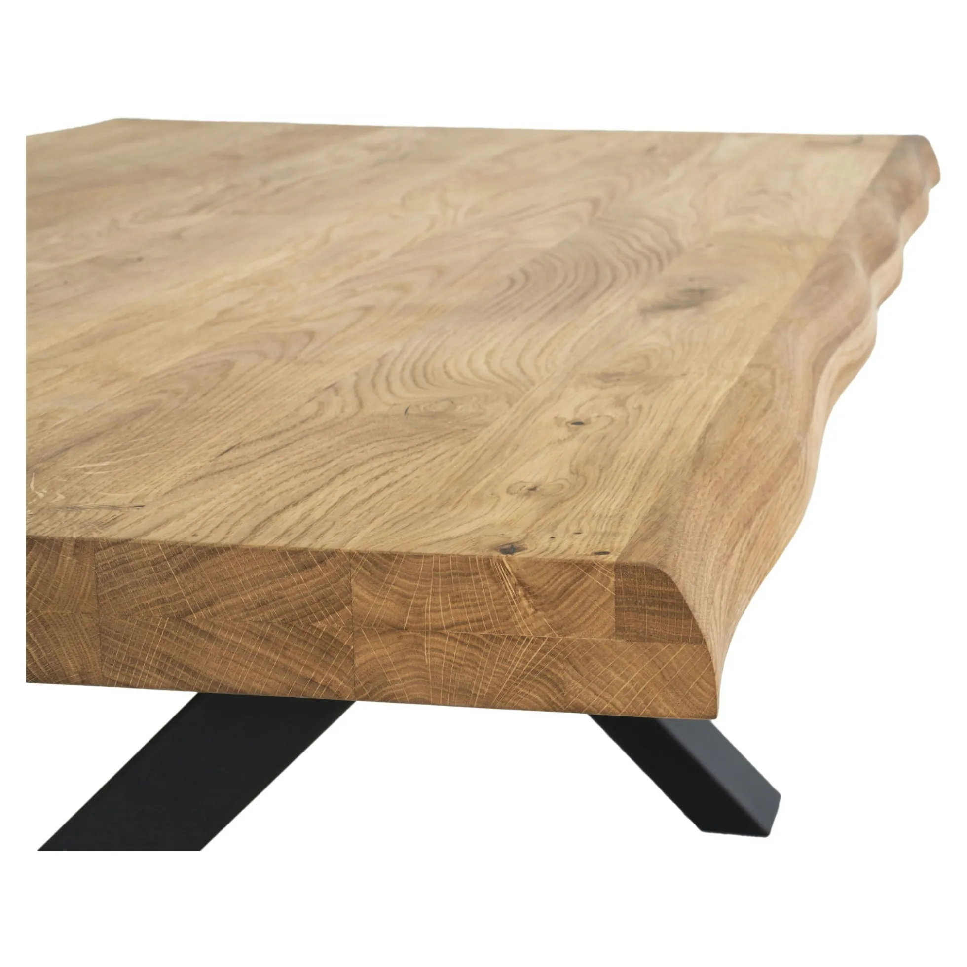 Table basse en bois de chêne blond avec bordures naturelles SAVONE