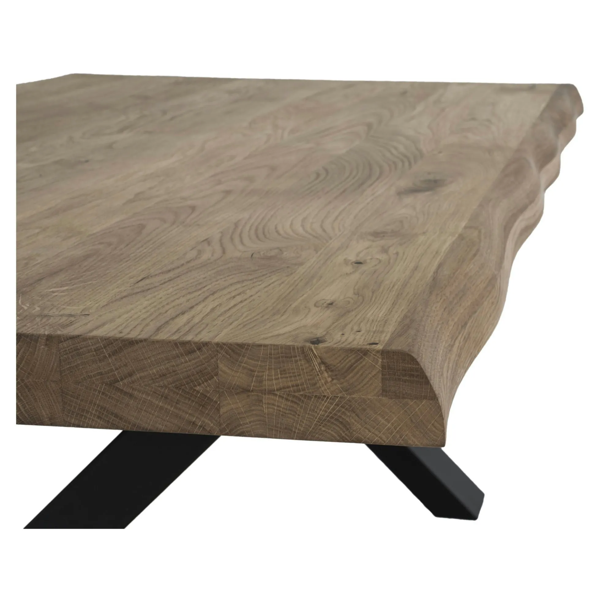 Table basse en bois de chêne brun avec bordures naturelles SAVONE