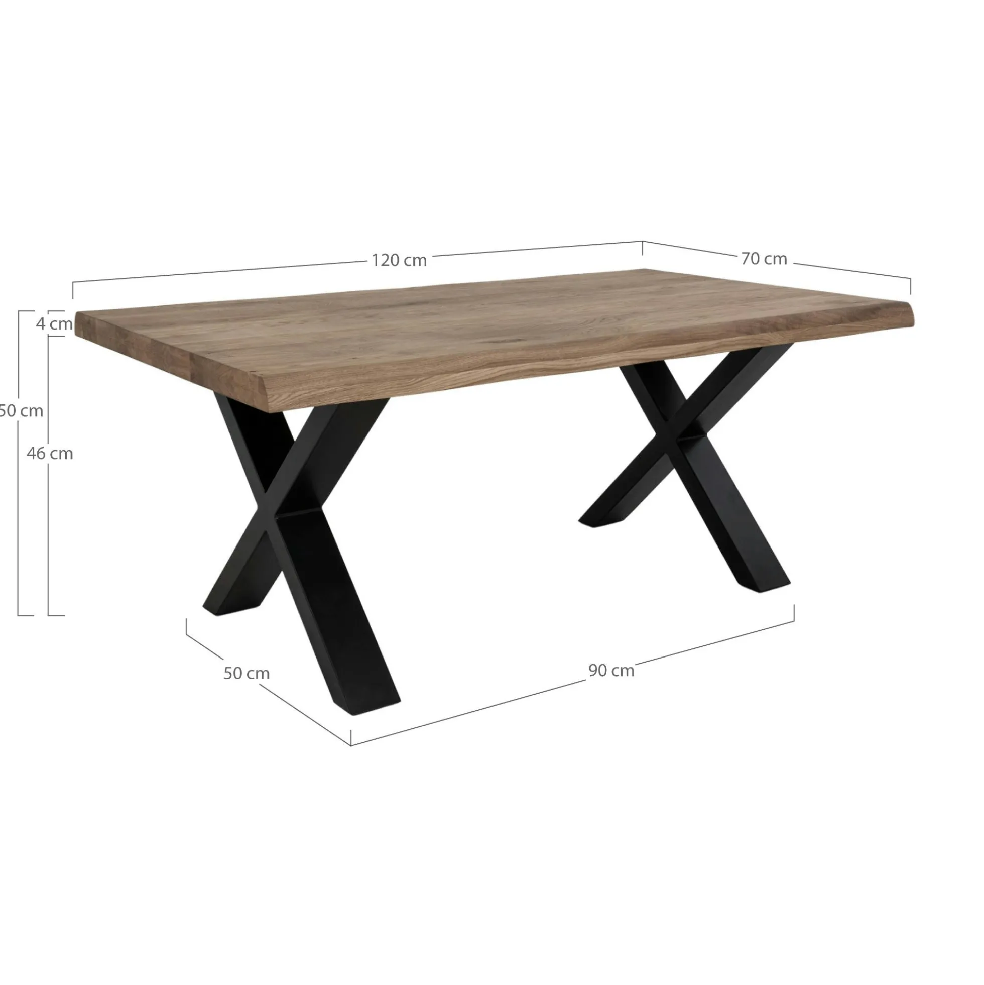 Table basse en bois de chêne brun avec bordures naturelles SAVONE