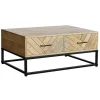 Table basse en bois de manguier 2 tiroirs BRIX