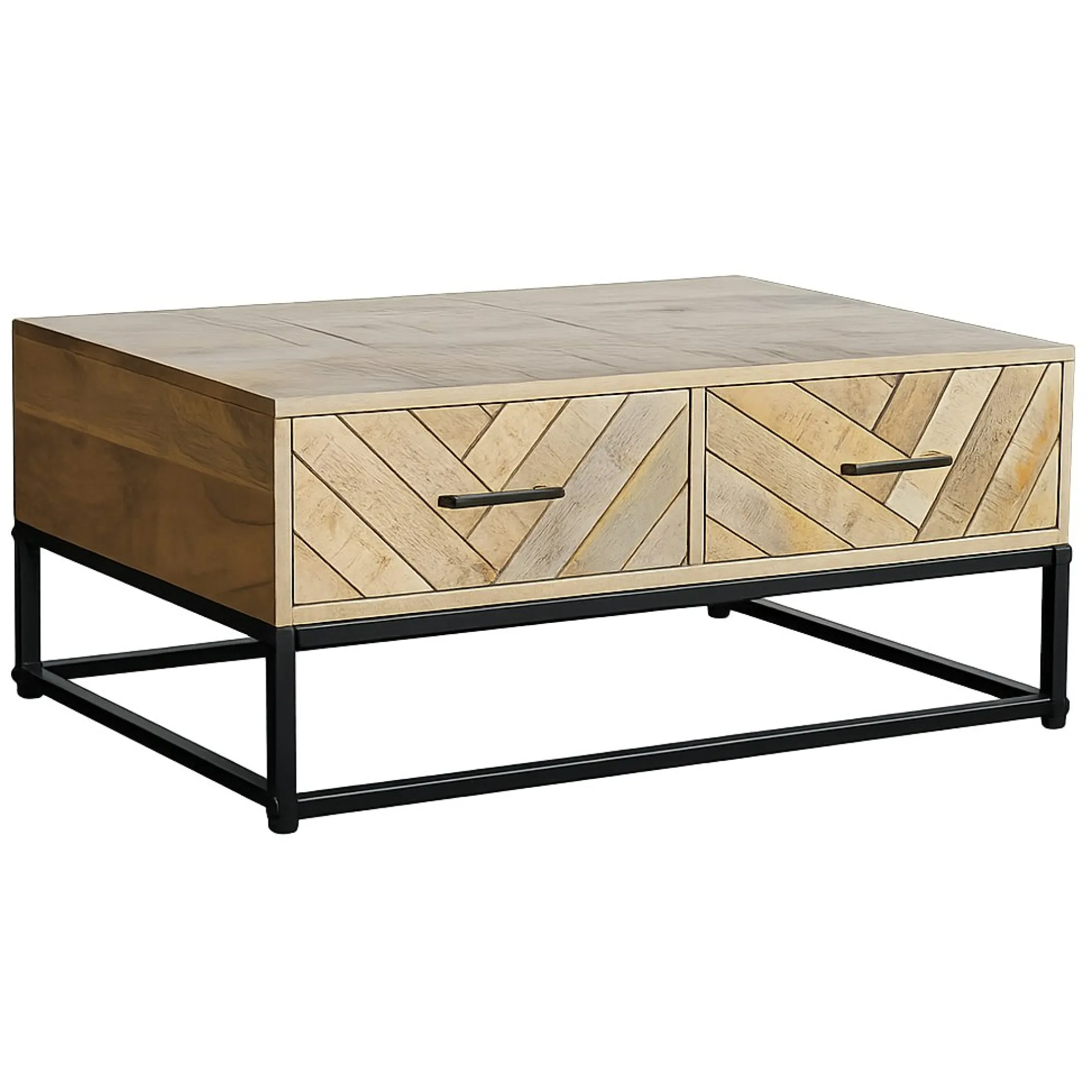 Table basse en bois de manguier 2 tiroirs BRIX