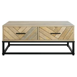 Table basse en bois de manguier 2 tiroirs BRIX