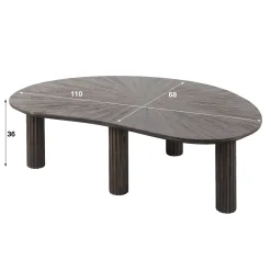 Table basse en bois de teck forme haricot YOGY