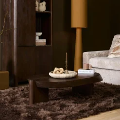 Table basse en bois foncé 2 pieds larges ALMA