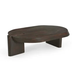 Table basse en bois foncé 2 pieds larges ALMA
