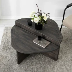 Table basse en bois gris foncé - organique, 2 hauteurs LINARES