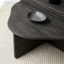 Table basse en bois gris foncé - organique, 2 hauteurs LINARES