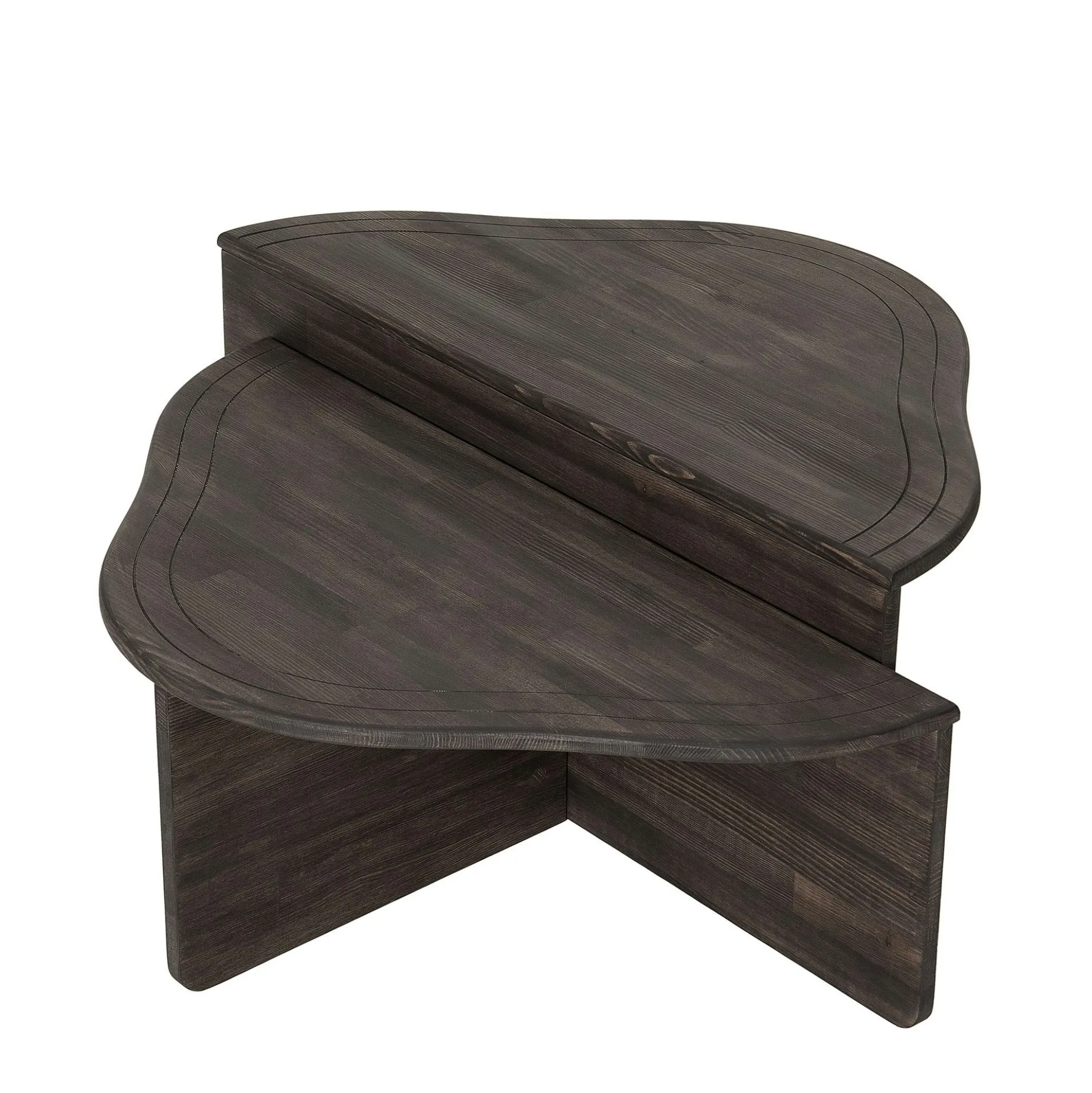 Table basse en bois gris foncé - organique, 2 hauteurs LINARES