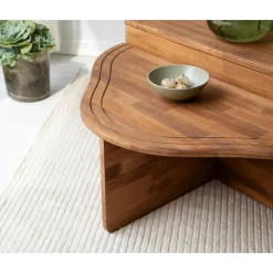 Table basse en bois marron - organique, 2 hauteurs LINARES