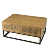 Table basse en bois 4 tiroirs cannage naturel ALCUDIA
