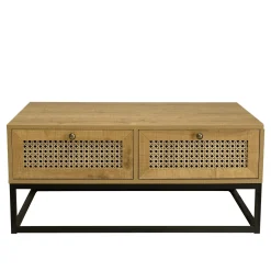 Table basse en bois 4 tiroirs cannage naturel ALCUDIA