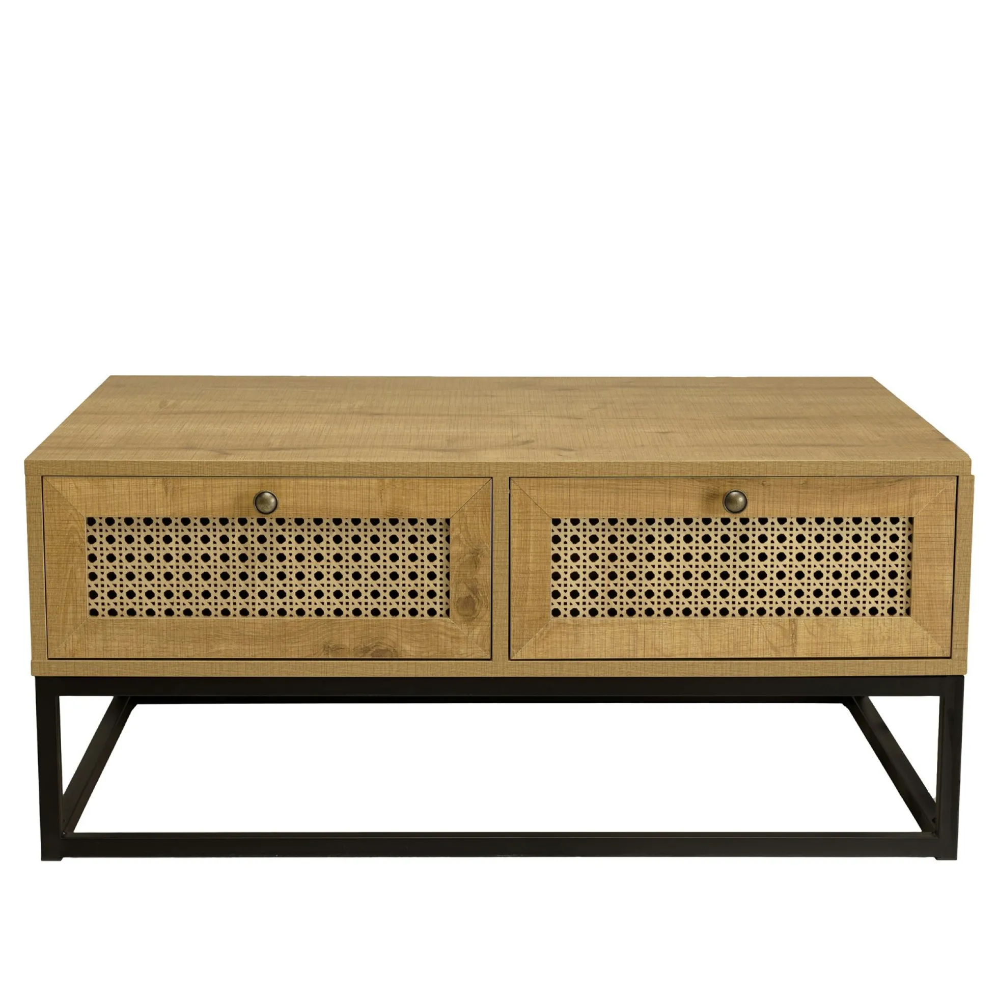 Table basse en bois 4 tiroirs cannage naturel ALCUDIA