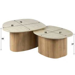 Table basse en céramique et bois, forme galet (lot de 2) ASCOLI