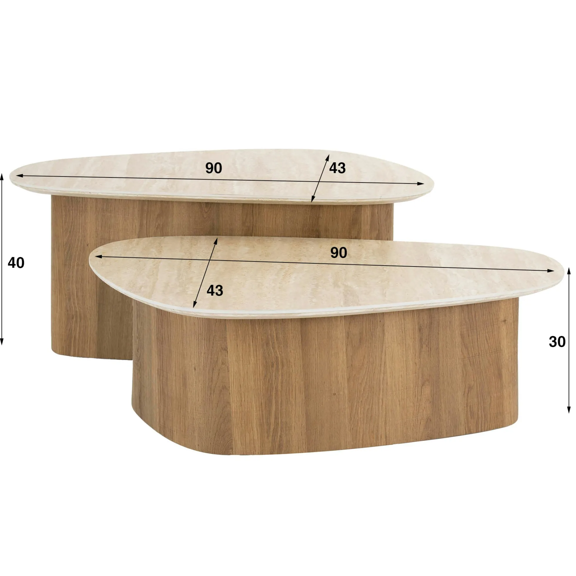 Table basse en céramique forme organique (lot de 2) ASCOLI