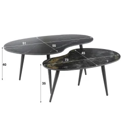Table basse en céramique forme haricot (lot de 2) GALWAY