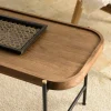 Table basse en teck et métal bords arrondis 85 cm SWING