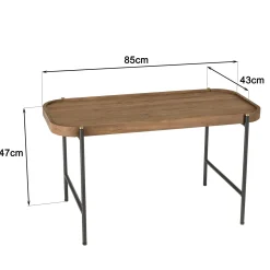 Table basse en teck et métal bords arrondis 85 cm SWING