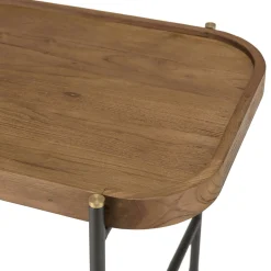 Table basse en teck et métal bords arrondis 85 cm SWING