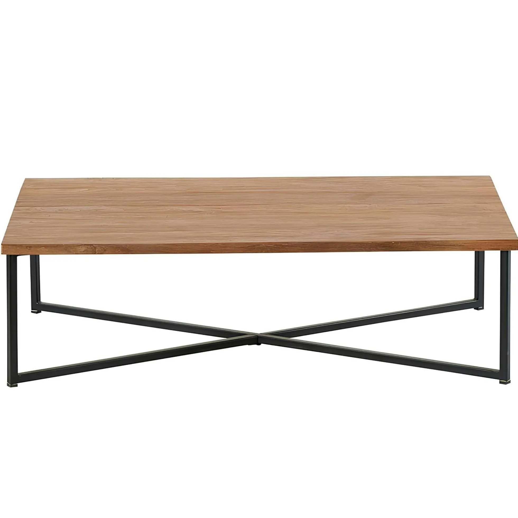 Table basse en teck pieds croisés métal PUNE
