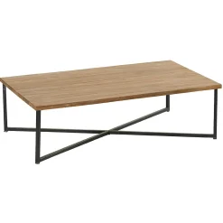 Table basse en teck pieds croisés métal PUNE