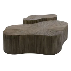 Table basse en teck recyclé design trèfle stylisé (lot de 2) YOGY