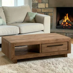 Table basse en teck recyclé naturel KERALA