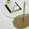Table basse en verre forme triangle organique pied doré TULUM