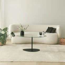 Table basse en verre, forme triangle organique TULUM