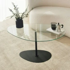 Table basse en verre, forme triangle organique TULUM