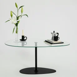 Table basse en verre, forme triangle organique TULUM