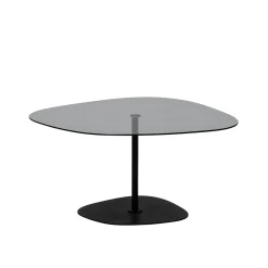 Table basse en verre fumé minimaliste forme galet TULUM